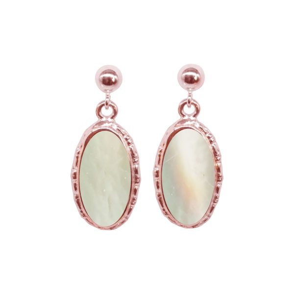 Rose Gold Mother of Pearl Oval Drop Earrings