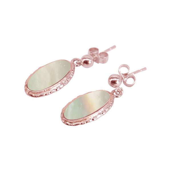 Rose Gold Mother of Pearl Oval Drop Earrings