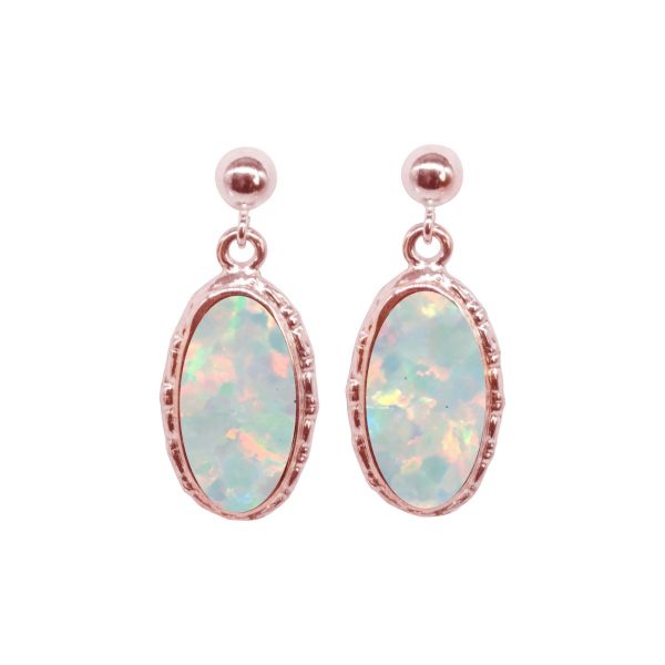 Rose Gold Opalite Sun Ice Oval Drop Earrings