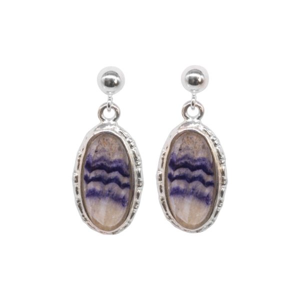 Silver Blue John Oval Drop Earrings