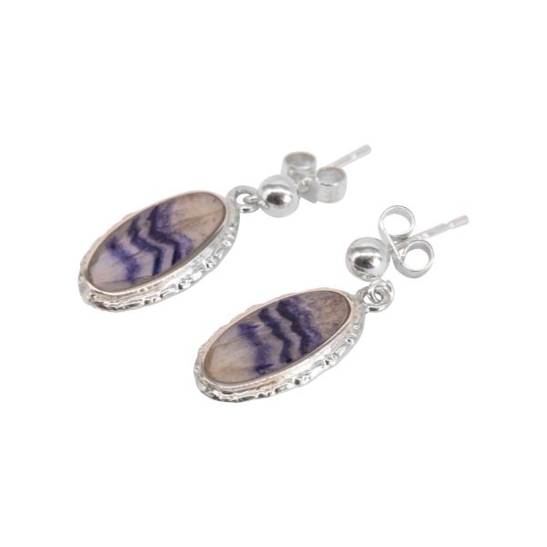 Silver Blue John Oval Drop Earrings