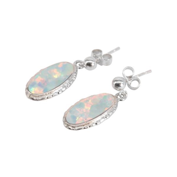 Silver Opalite Sun Ice Oval Drop Earrings