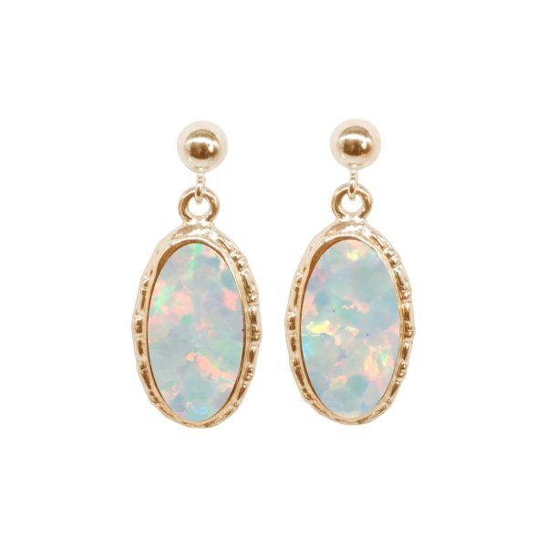 Gold Opalite Sun Ice Oval Drop Earrings