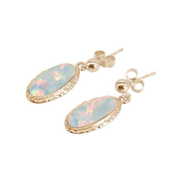 Gold Opalite Sun Ice Oval Drop Earrings