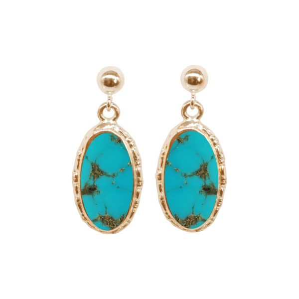 Gold Turquoise Oval Drop Earrings