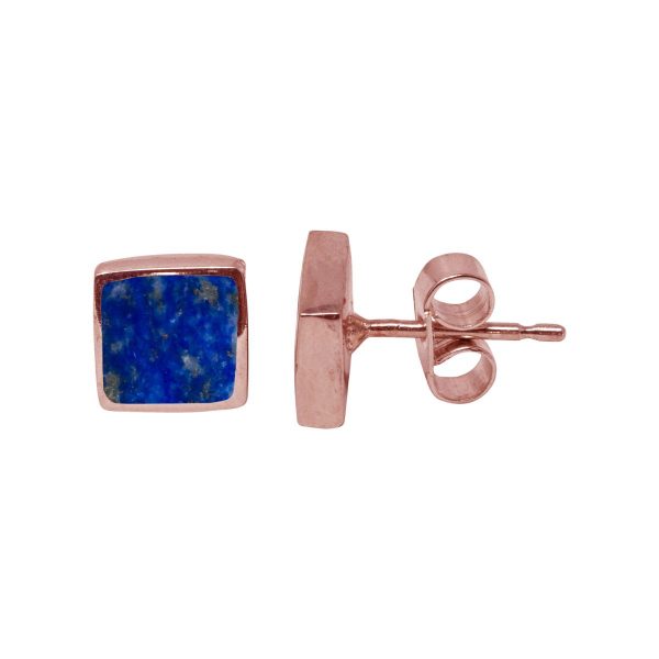 Rose Gold Lapis Square Studs