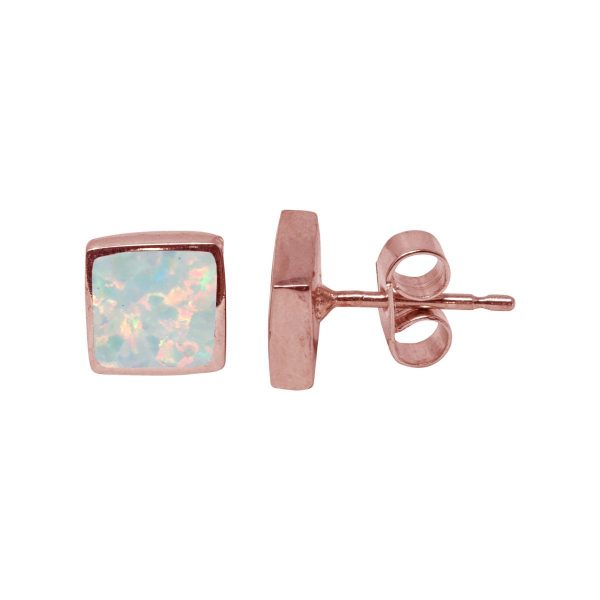 Rose Gold Sun Ice Opalite Square Studs