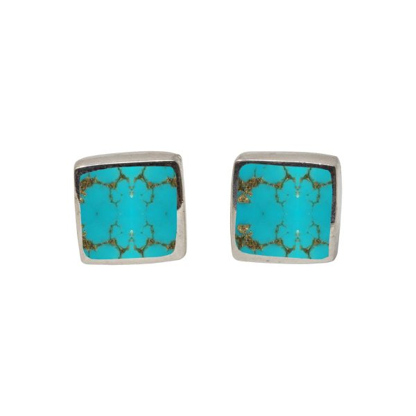 Silver Turquoise Square Stud Earrings