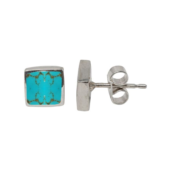 Silver Turquoise Square Stud Earrings