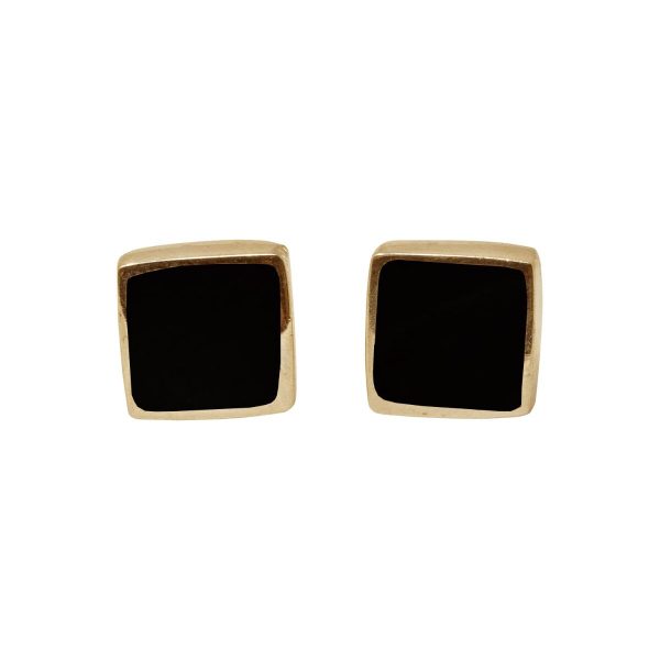 Gold Whitby Jet Square Stud Earrings