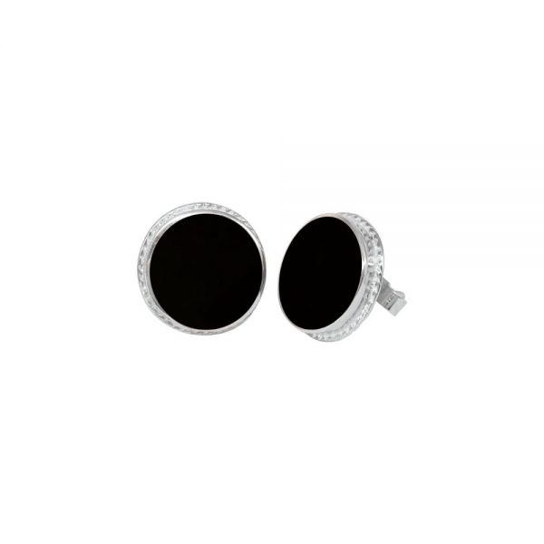 White Gold Whitby Jet Round Stud Earrings