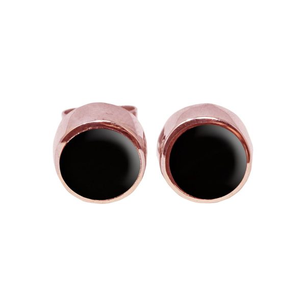 Rose Gold Whitby Jet Round Stud Earrings