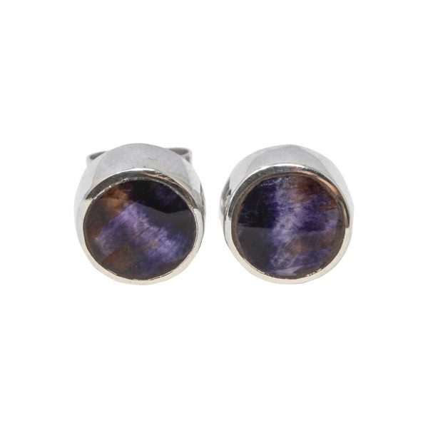 Silver Blue John Round Stud Earrings