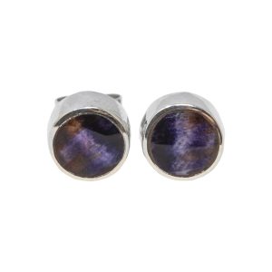 Silver Blue John Round Stud Earrings