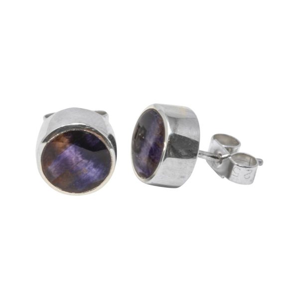 Silver Blue John Round Stud Earrings