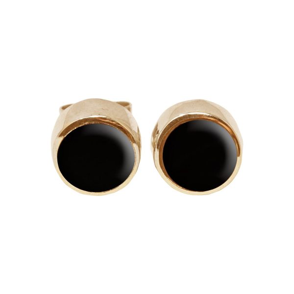 Gold Whitby Jet Round Stud Earrings