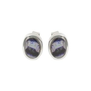 Silver Blue John Oval Stud Earrings