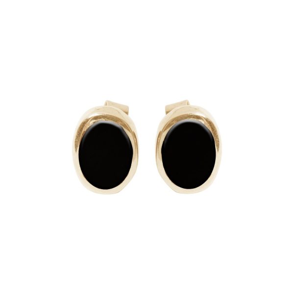 Gold Whitby Jet Oval Stud Earrings