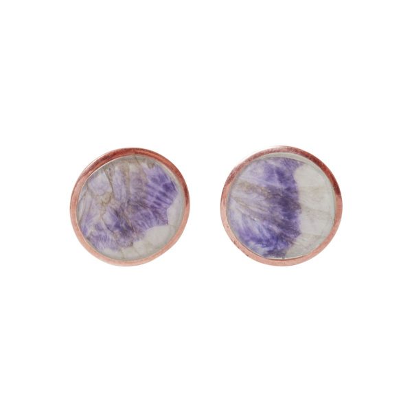 Blue John Round Rose Gold Stud Earrings