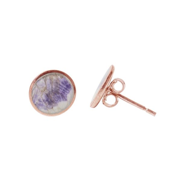 Blue John Rose Gold Round Stud Earrings