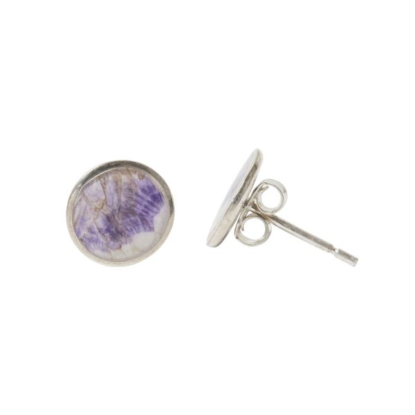 Silver Blue John Round Stud Earrings