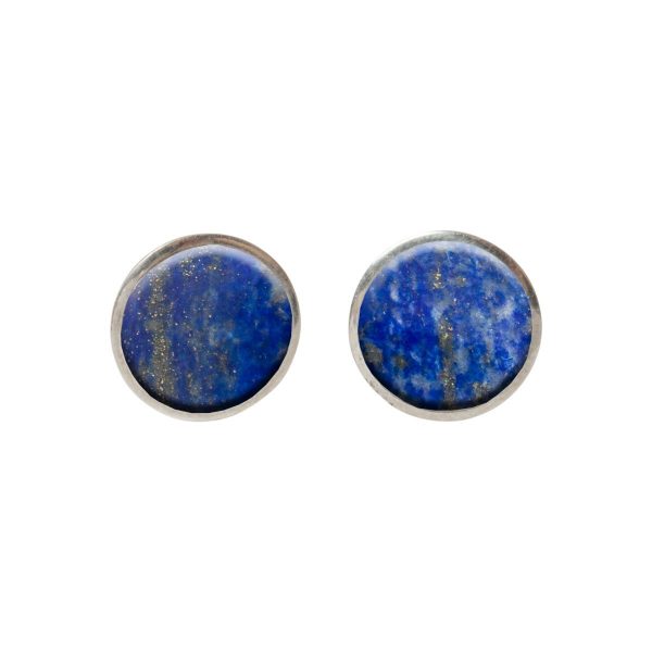 Silver Lapis Round Stud Earrings