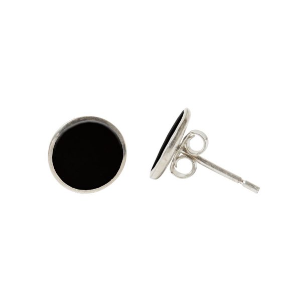 White Gold Whitby Jet Round Stud Earrings