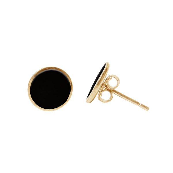 Gold Whitby Jet Round Stud Earrings