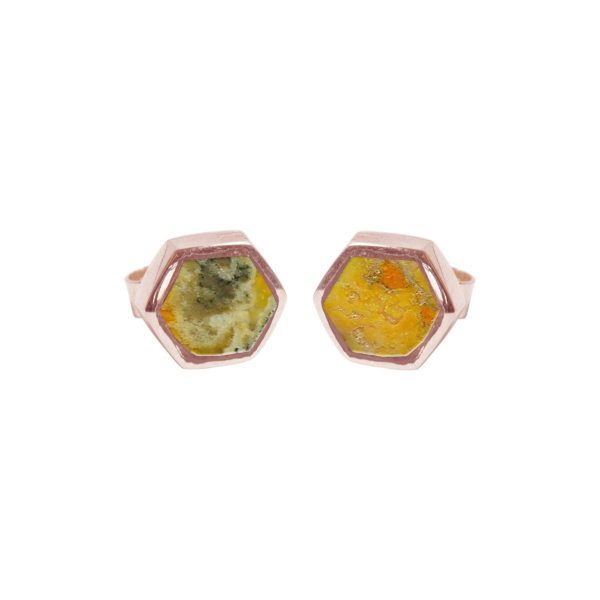 Rose Gold Bumblebee Hexagonal Stud Earrings