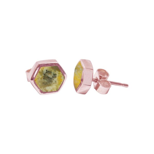 Rose Gold Bumblebee Hexagonal Stud Earrings