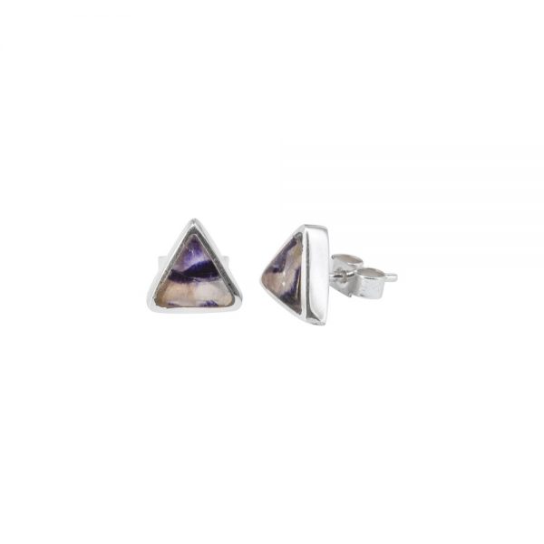 Silver Blue John Triangular Stud Earrings
