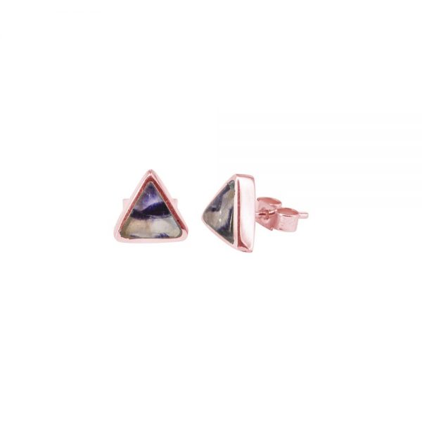 Rose Gold Blue John Triangular Stud Earrings