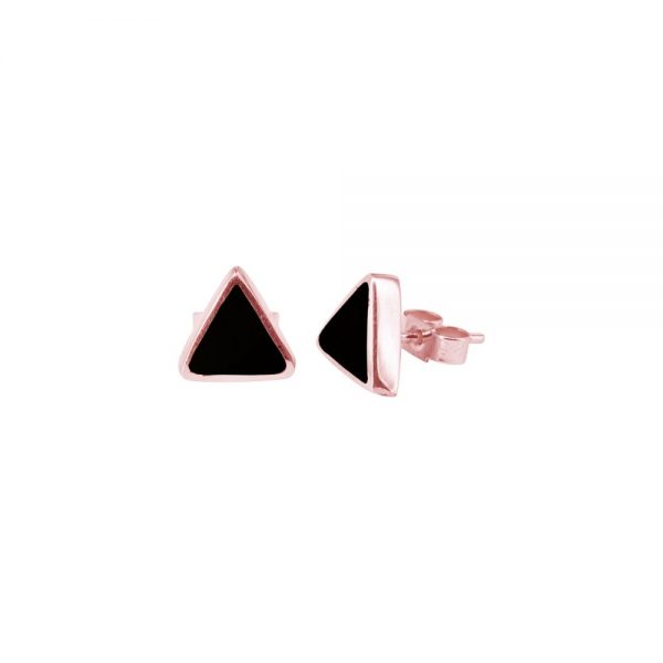 Rose Gold Whitby Jet Triangular Stud Earrings