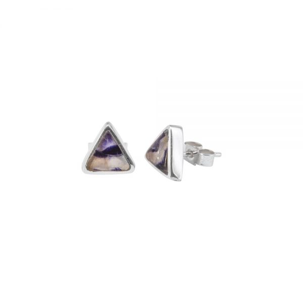 White Gold Blue John Triangular Stud Earrings