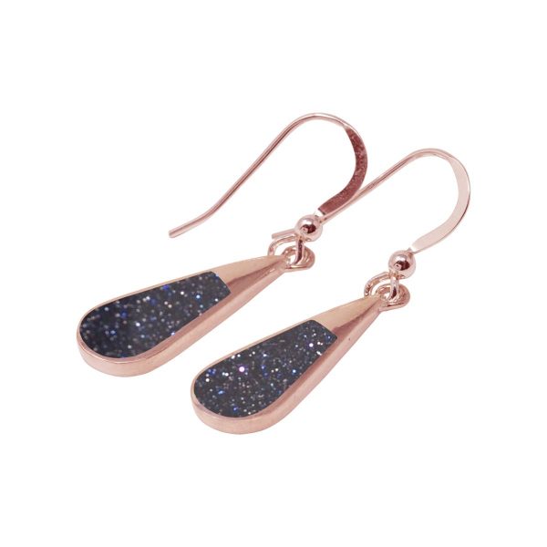 Rose Gold Blue Goldstone Drop Earrings