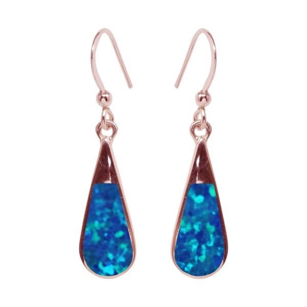 Rose Gold Oplaite Cobalt Blue Drop Earrings