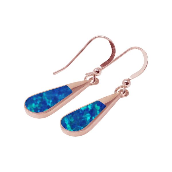 Rose Gold Opalite Cobalt Blue Drop Earrings