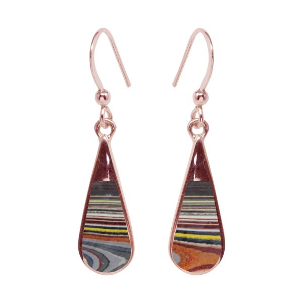 Rose Gold Fordite Drop Earrings