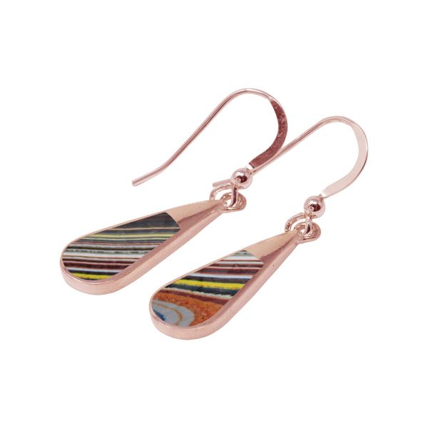 Rose Gold Fordite Drop Earrings