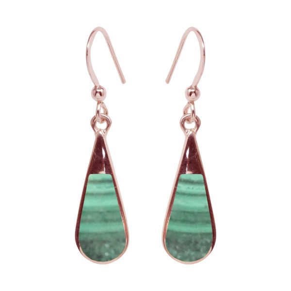 Rose Gold Malachite Drop Earrings