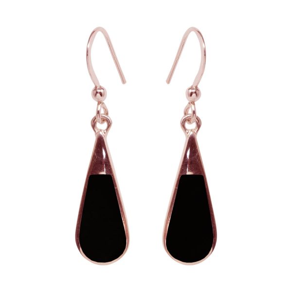 Rose Gold Whitby Jet Drop Earrings