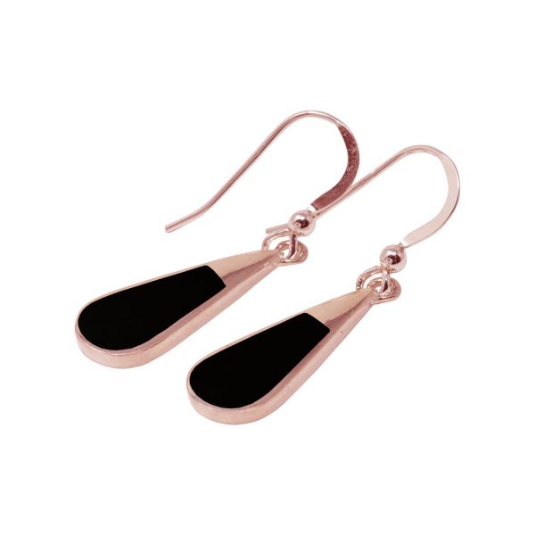 Rose Gold Whitby Jet Drop Earrings