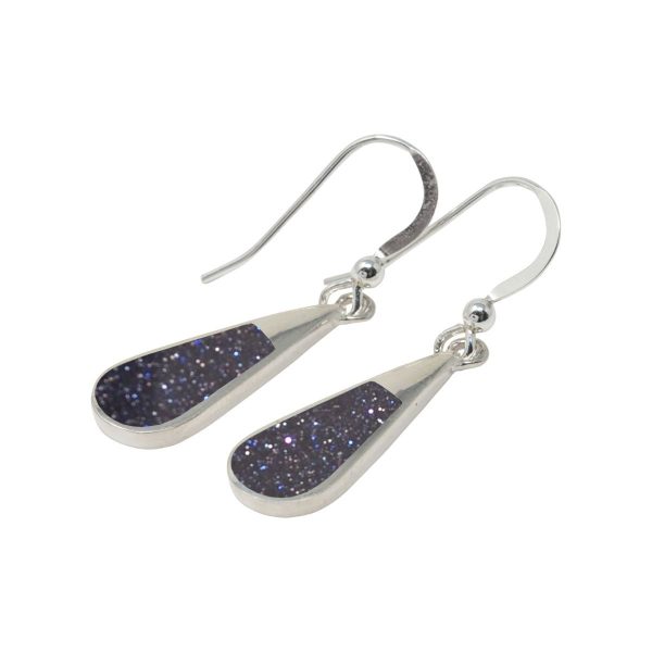 Silver Blue Goldstone Drop Earrings