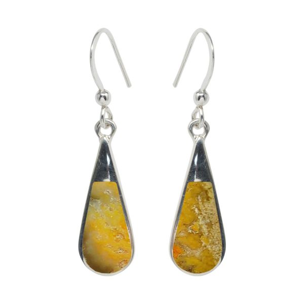 Silver Bumblebee Jasper Drop Earrings