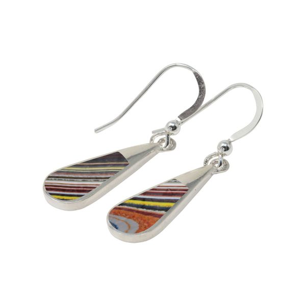 Silver Fordite Drop Earrings