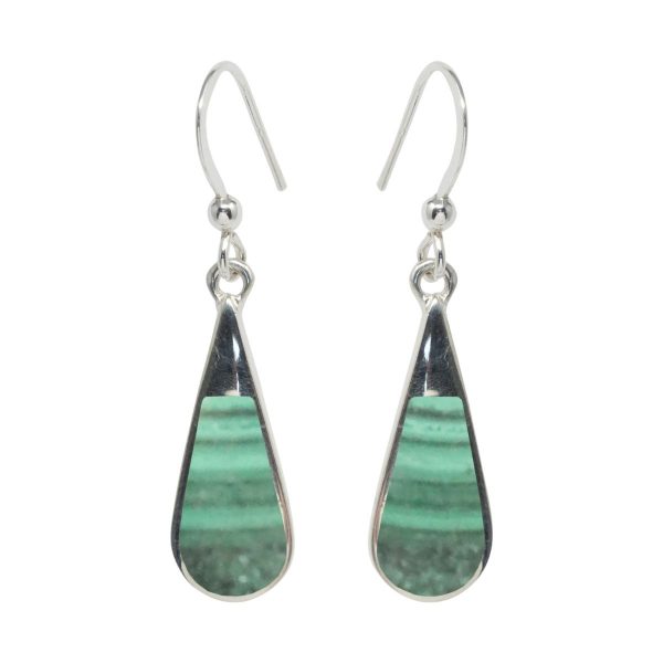 Silver Malachite Drop Earrings