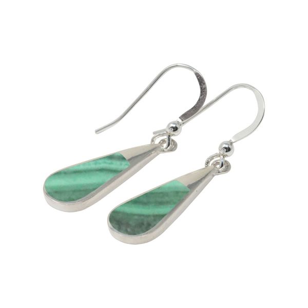 Silver Malachite Drop Earrings