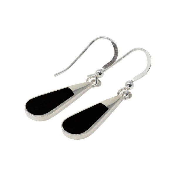 White Gold Whitby Jet Teardrop Shaped Drop Earrings