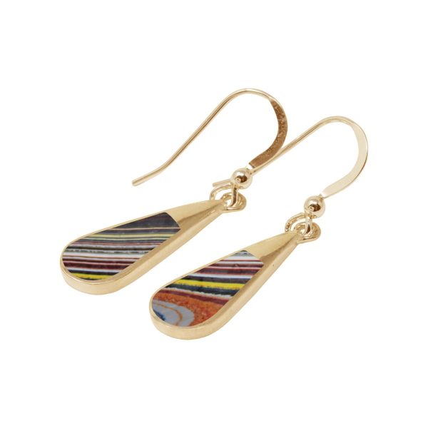 Gold Fordite Drop Earrings