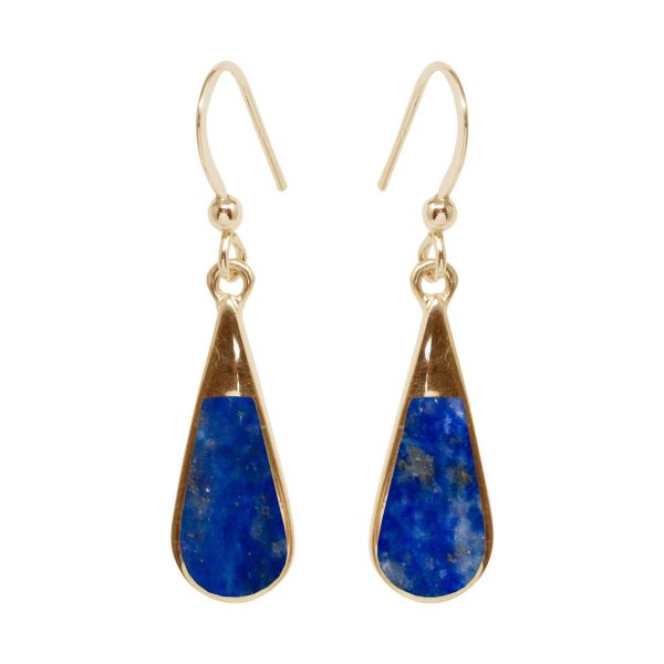 Gold Lapis Drop Earrings